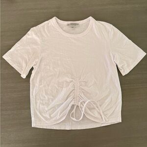 All Saints White Ruched Short Sleeve Tee Size 6